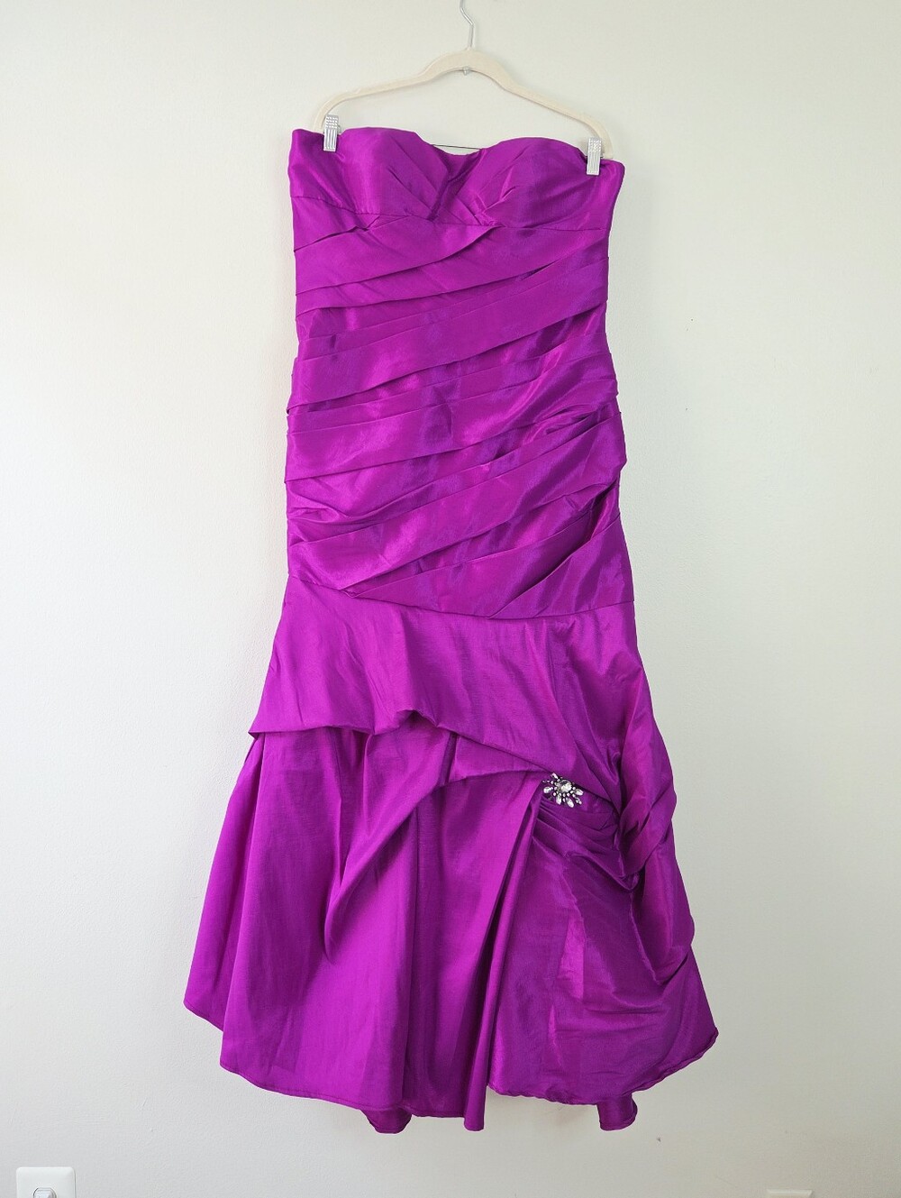Jovani Prom Evening Strapless Taffetta Violet Gown Dress Structured Ruched 16